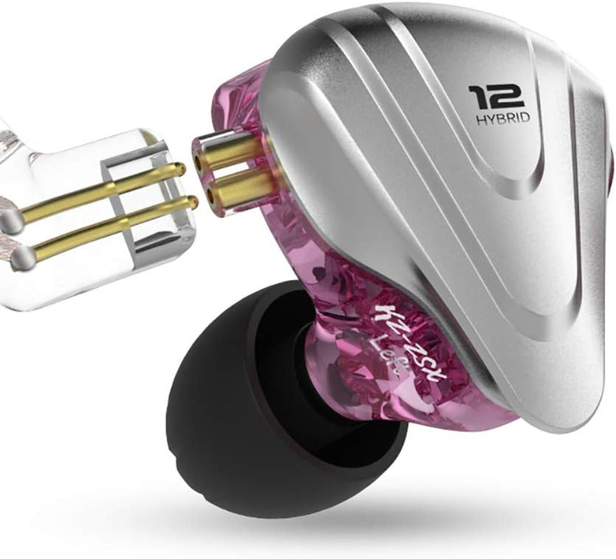 In-Ear Monitors,Kz ZSX 1DD+5BA Hybrid Hifi Stereo Noise Isolating Sport IEM Earphones/Earbuds/Headphones with Detachable Cable (Without MIC, Purple)
