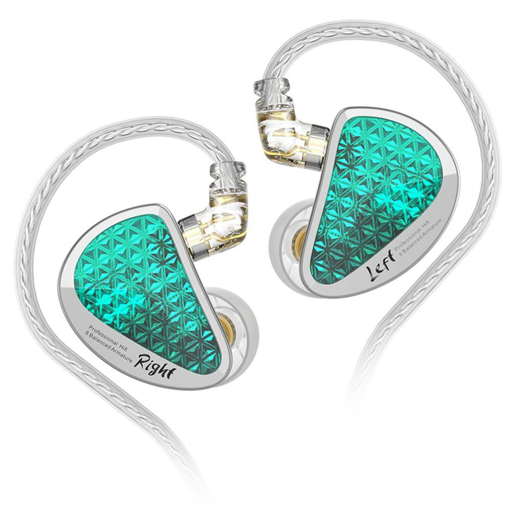Hifi IEM PRO Cyan Blue Wired Sound Isolation Earbud and In-Ear Earbuds with 2 Pin Detachable and Mic
