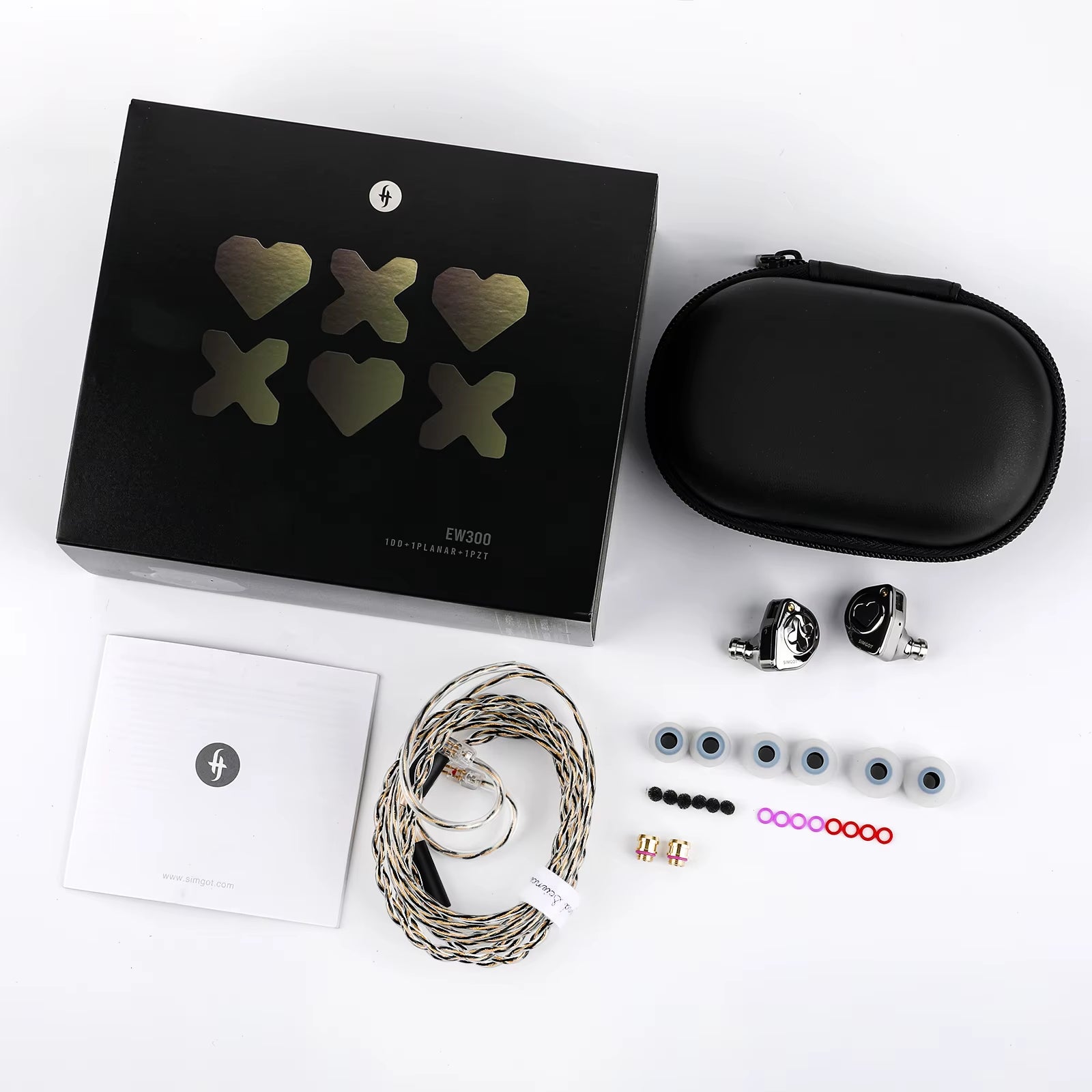 EW300 1Dd+1Planar+1Pzt Hybrid Driver IEM HIFI Earphones with Detachable Nozzles Silver-Plated OFC IEM Cable for Musician