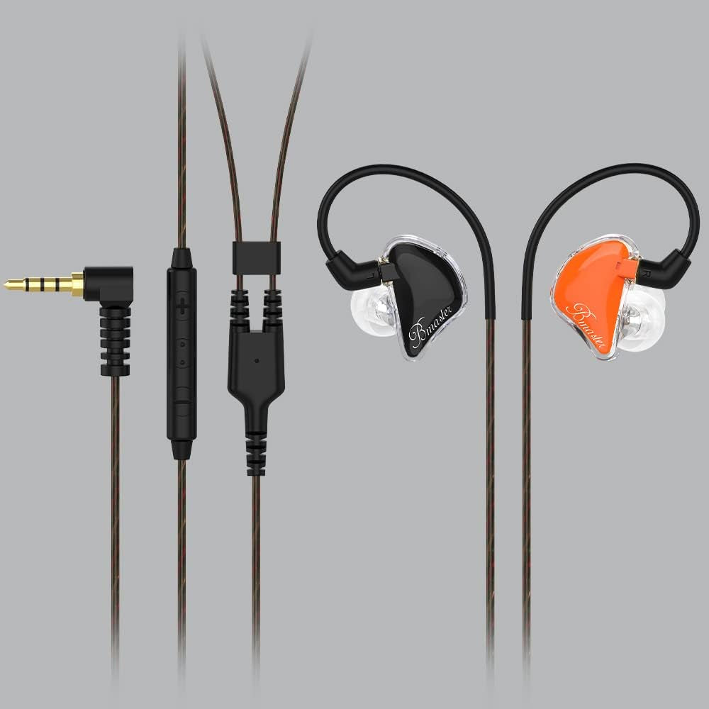 In-Ear Monitors, Bmaster Triple Driver Hifi Stereo Noise-Isolating with Enhanced Bass for Musicians Stage/Audio Recording (PRO Orange/Black)