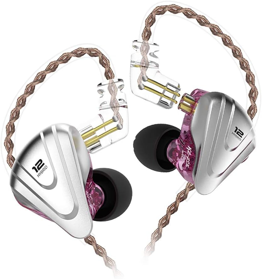 In-Ear Monitors,Kz ZSX 1DD+5BA Hybrid Hifi Stereo Noise Isolating Sport IEM Earphones/Earbuds/Headphones with Detachable Cable (Without MIC, Purple)