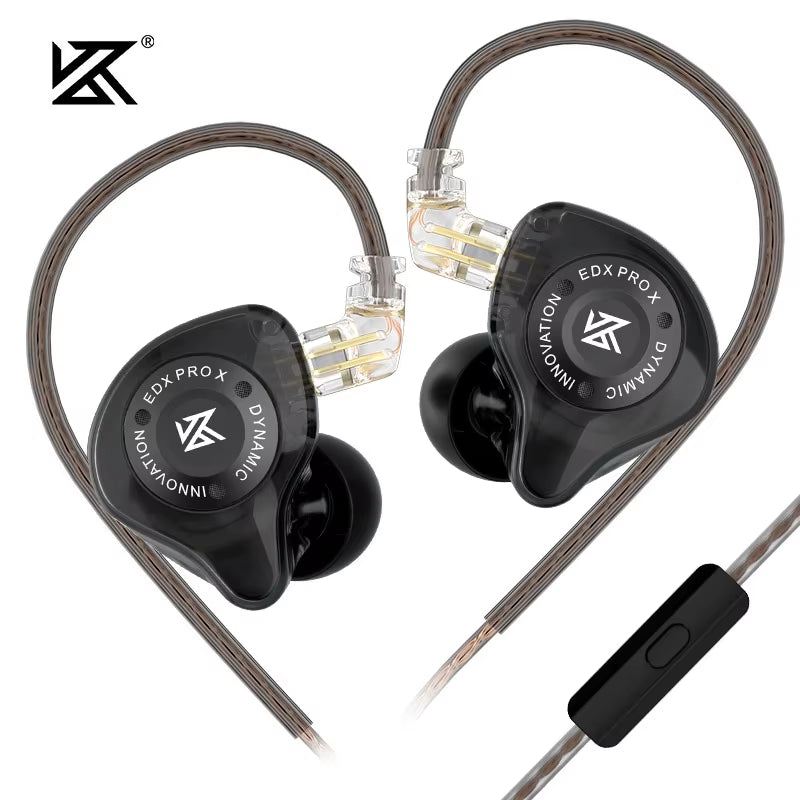 EDX PRO X IEM Earphones Dynamic Drive Hifi Deep Bass Sound Earbud Sport Music Noise Cancelling Headset with Detachable Cable