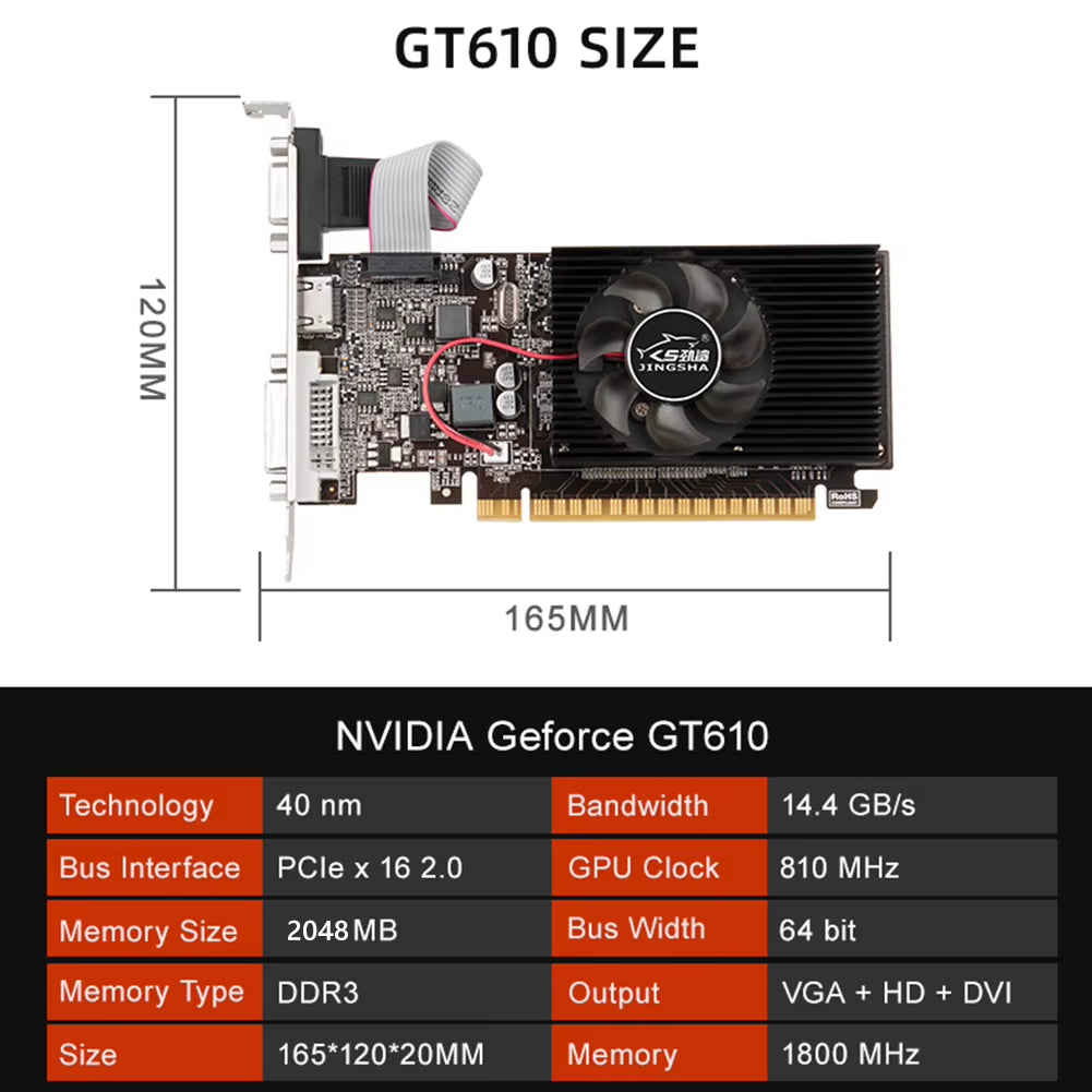 1/2/4GB Graphics Card DDR3/DDR5 Desktop Gaming Video Card Hdmi-Compatible VGA DVI PCI-E 16X Low Profile Graphics Cards for PC