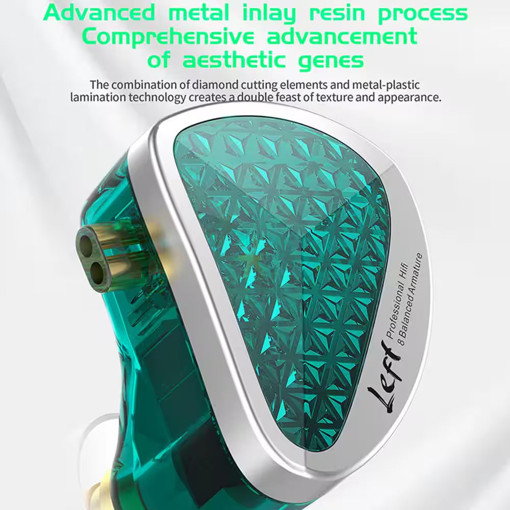 Hifi IEM PRO Cyan Blue Wired Sound Isolation Earbud and In-Ear Earbuds with 2 Pin Detachable and Mic