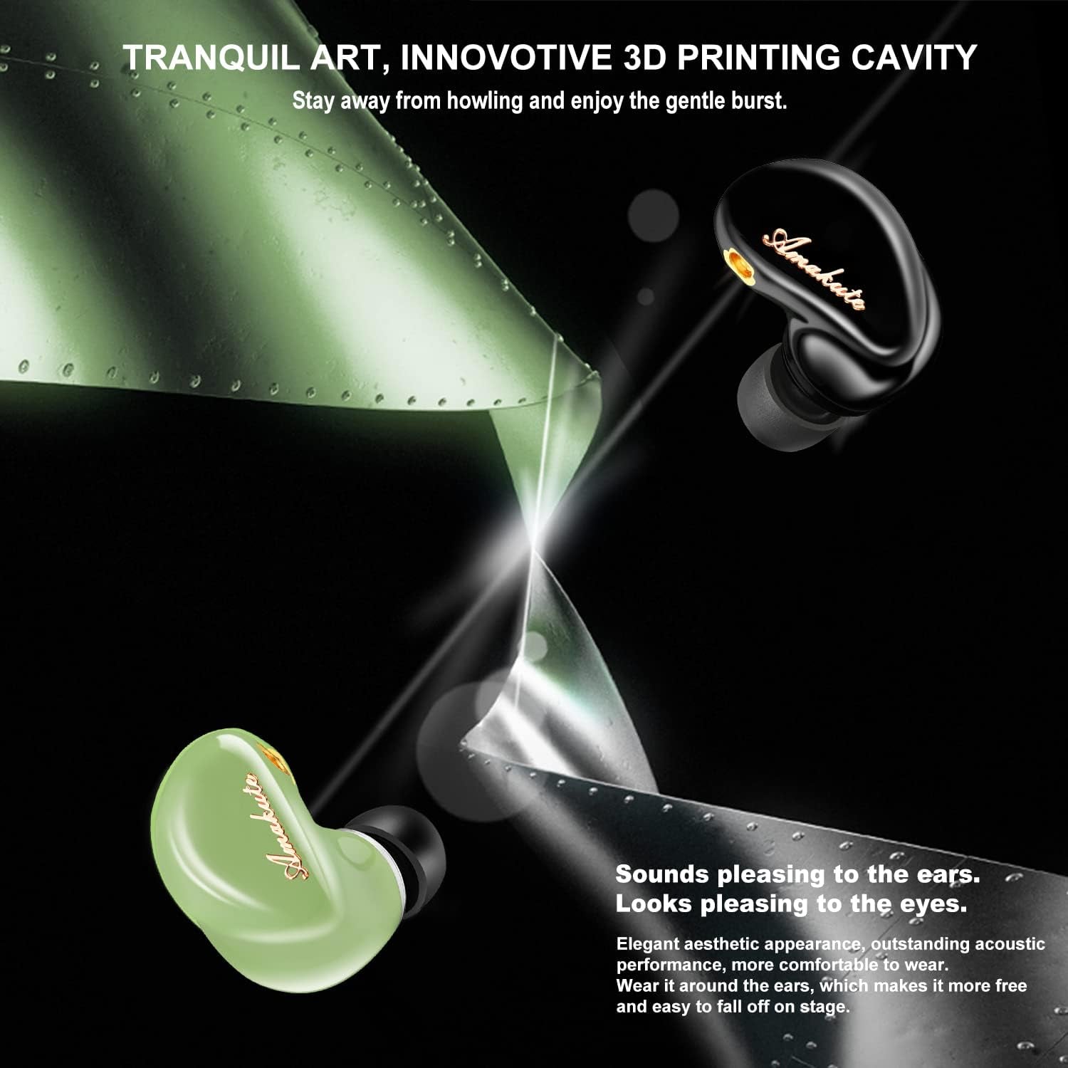 TK300 in Ear Monitor Headphones 10Mm Magnetic Dynamic IEM Earphones for Singers Musician on Stage Audifonos Auriculares, MMCX Cable (Green)