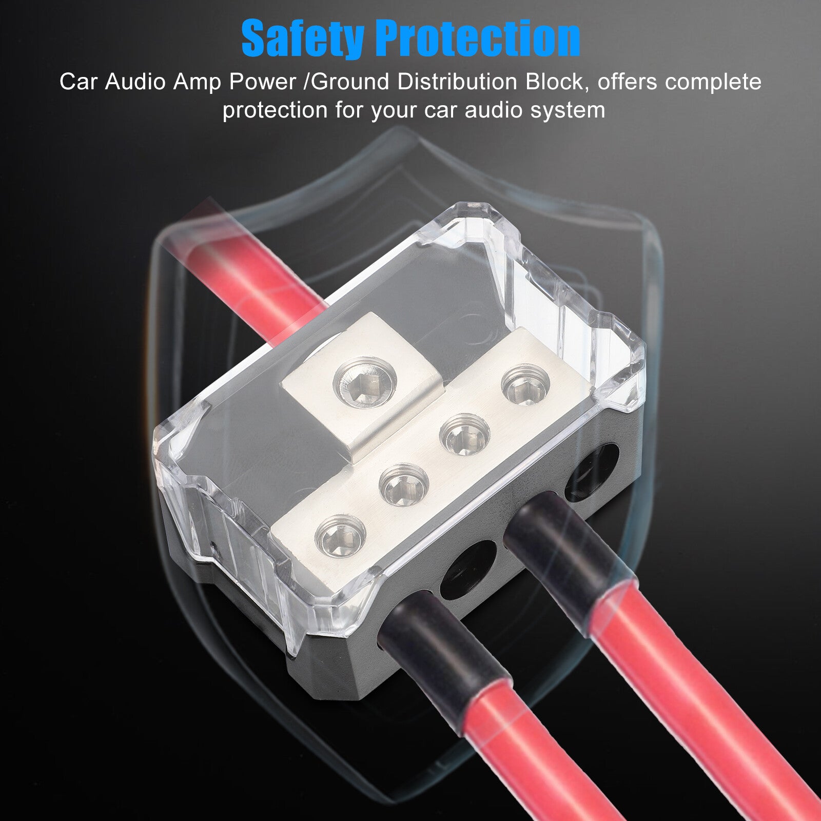 2Pcs Power Ground Amp Distribution Block 0/2/4 Gauge Input 4/8/10 Gauge Output