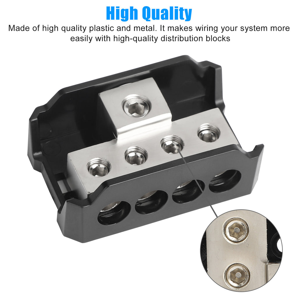 2Pcs Power Ground Amp Distribution Block 0/2/4 Gauge Input 4/8/10 Gauge Output