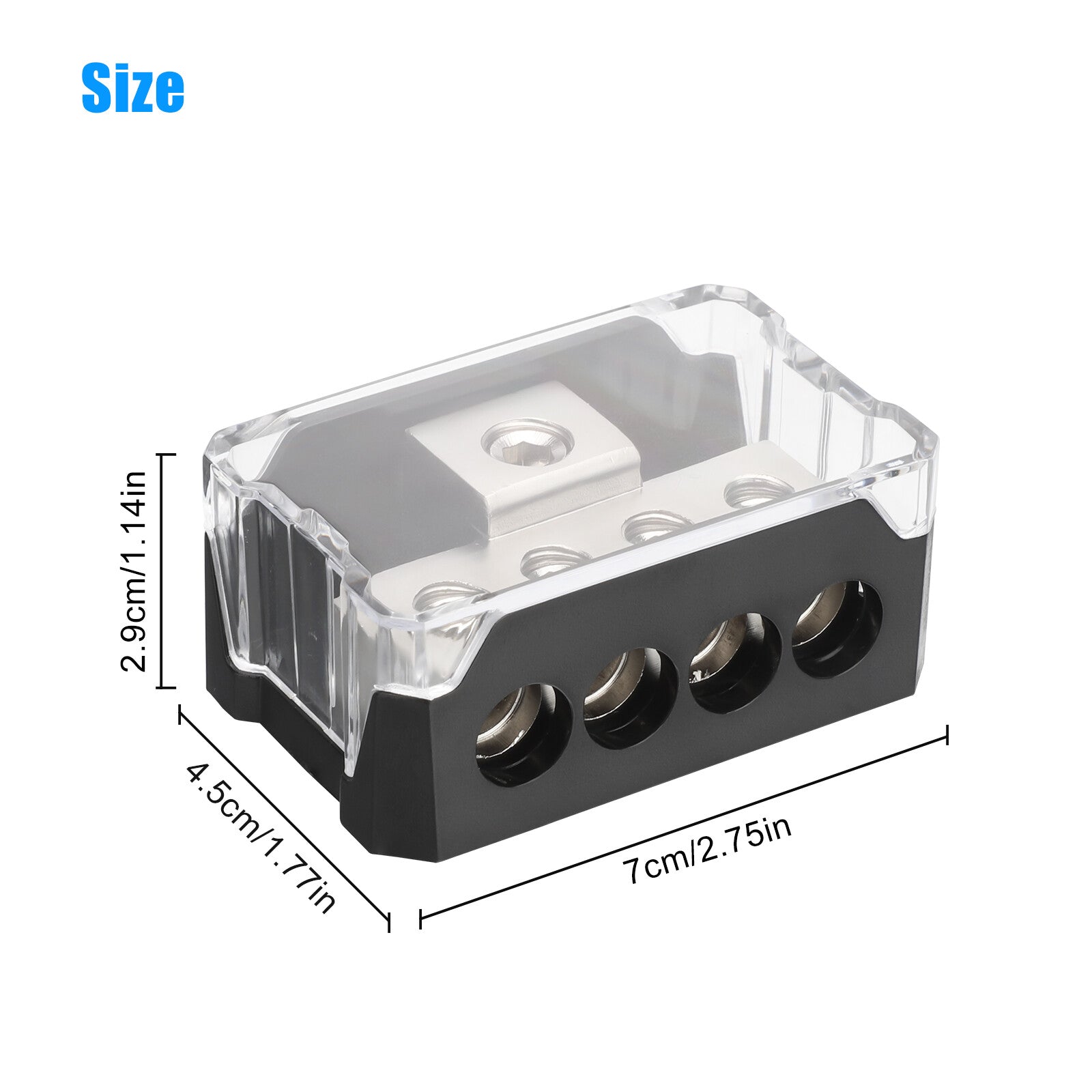 2Pcs Power Ground Amp Distribution Block 0/2/4 Gauge Input 4/8/10 Gauge Output