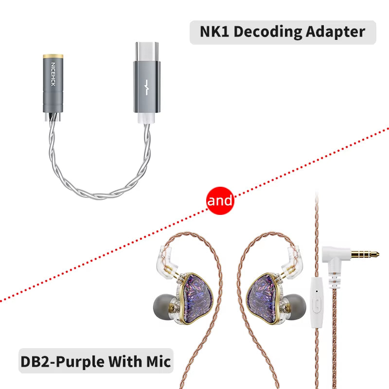 DB2 Microphone Hifi Music Earphone 1DD+1BA Hybrid Dual Driver in Ear Earbud Monitor Detachable 0.78 2Pin Connector IEM