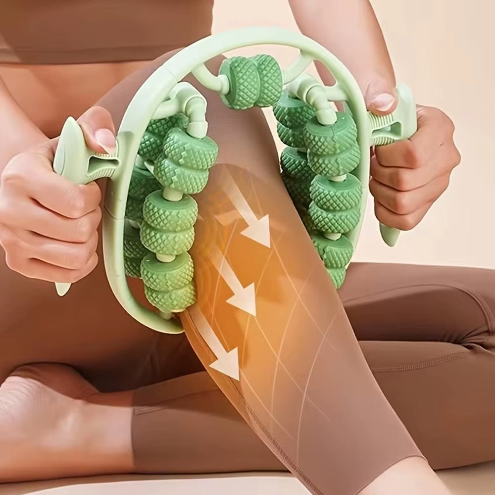 1PCS Massage Roller Relax Roller 26 Wheels, Cellulite Roller Muscle Relaxer Circular Leg Clamps Leg Massage for Tennis Elbow Leg