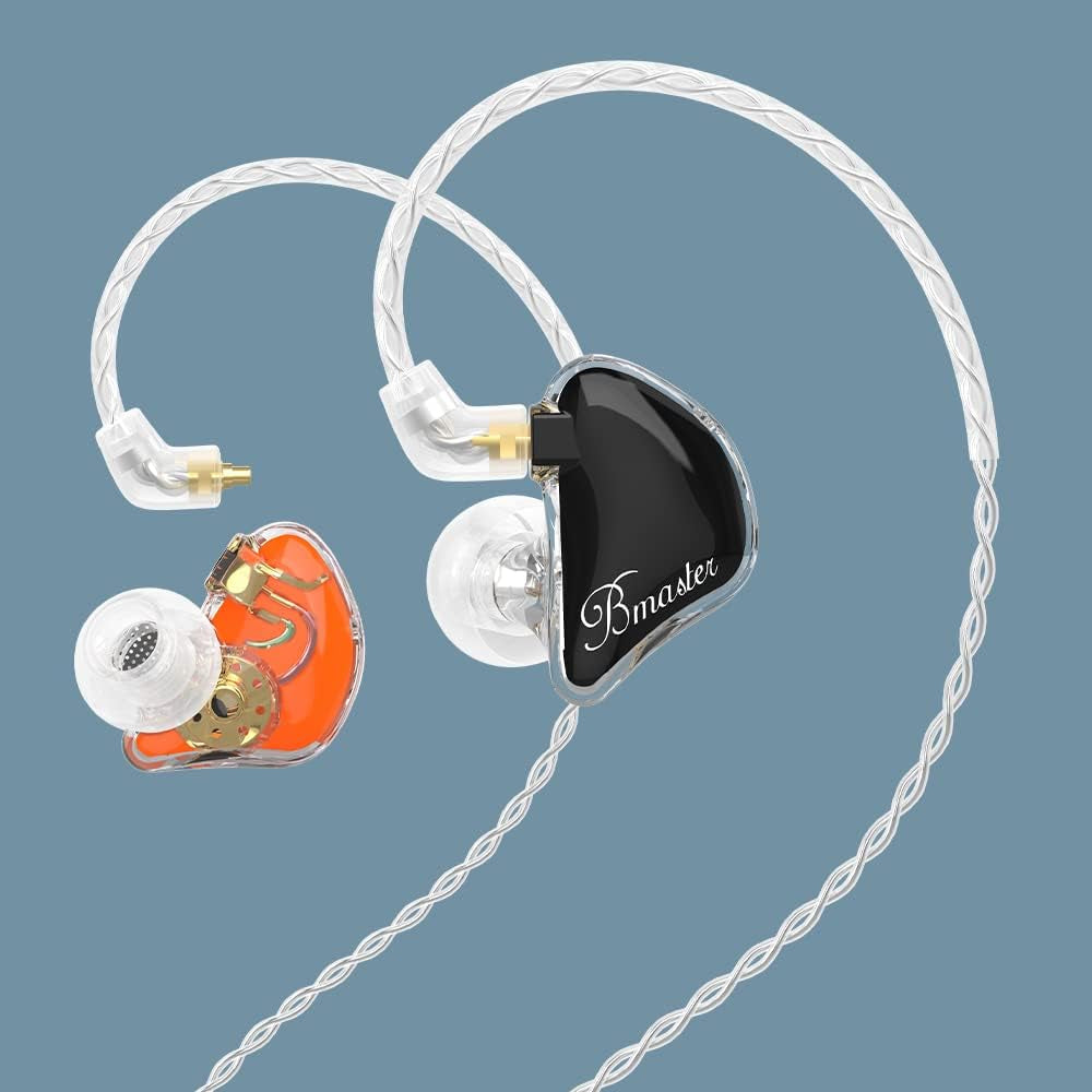 In-Ear Monitors, Bmaster Triple Driver Hifi Stereo Noise-Isolating with Enhanced Bass for Musicians Stage/Audio Recording (PRO Orange/Black)