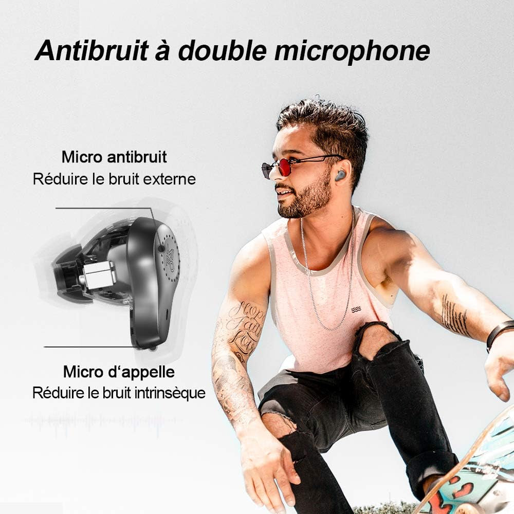 [Upgrade Version 2023 Bluetooth Earbuds Wireless O7, Bluetooth 5.0 In-Ear Headphones with Charging Case, Dual Microphone Call Noise Reduction Earphons for Sports, Built-In Mic