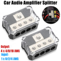 2Pcs Power Ground Amp Distribution Block 0/2/4 Gauge Input 4/8/10 Gauge Output